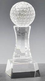 Glassäule, klar mit Glasgolfball auf Sockel