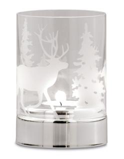 Teelichthalter Rentiere/Tannenbäume, inkl. Teelicht, Glas abnehmbar, anlaufgeschützt