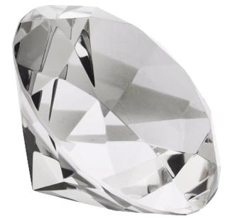 Glasdiamant (Briefbeschwerer), geschliffenes Optiwhiteglas mit Gravurfläche
