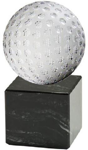 Trophäe, Optwhiteglasgolfball auf Steinsockel, schwer