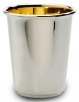 Becher, versilbert, rund, gerade, schlicht, innen vergoldet, kleiner Fuß (Italien)