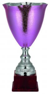 Pokal, Metall pink-/silberfarben, strukturierte Oberschale, PVC-Sockel (Italien)
