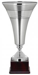 Pokal, versilbert gebürstet, konisch, Dekorrillen, PVC-Sockel (Italien)
