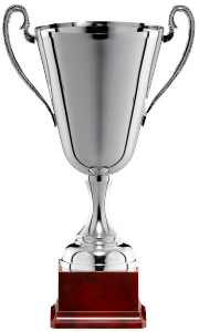 Pokal, versilbert, Henkel, PVC-Sockel (Italien)
