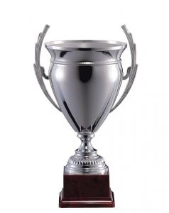Pokal, versilbert, Perlrand-Dekorrille, Henkel, PVC-Sockel (Italien)
