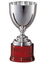 Pokal, versilbert, bauchig, Rundholzsockel (Italien)