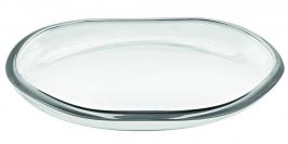Glasschale, flach, geschwungen, schwer