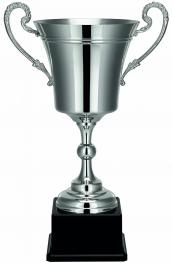 Pokal, versilbert, Dekorrillen, Henkel, PVC-Sockel (Italien)