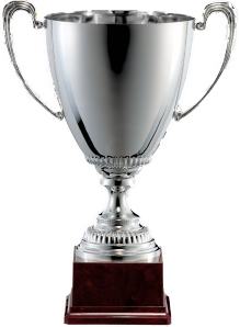 Pokal, versilbert, Henkel, PVC-Sockel (Italien)