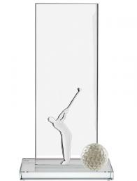 Trophäe, Optiwhiteglas, schlicht, Glasgolfball; Golferemblem