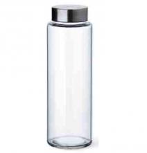Glaskaraffe/Trinkflasche, gerade, Edelstahldeckel