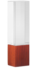 Holzpokal, Rechteckig, Glasblock auf Holz, 21,5cm H