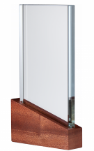 Holz-Glass-Trophäe, rechteckig, Glasblock 20mm, 25,5cm H