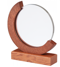 Holzpokal, Glasrondo 10mm dick, 19,5cm H