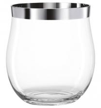 Vase, Glas, bauchig, schwer, 1000er Silberrandveredelung