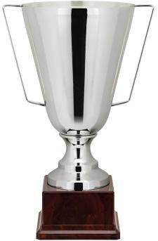 Pokal, versilbert, konisch, seitliche Griffe