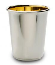 Becher, 925er Sterling Silber, rund, gerade, schlicht, innen vergoldet, kleiner Fuß (Italien)