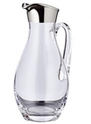 Krug, Glas, leicht bauchig, mit aufgedampftem Platinrand (Handarbeit)