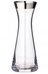 Dekanter, Glas, schlank, mit aufgedampftem Platinrand (Handarbeit)