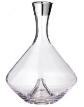 Dekanter, Glas, bauchig mit Kegel nach innen und aufgedampftem Platinrand (Handarbeit)