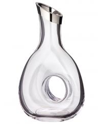 Dekanter, Glas, bauchig mit Griffmulde und aufgedampftem Platinrand (Handarbeit)
