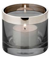 Vase (Windlicht), dunkles Glas, gerade, mit aufgedampftem Platinrand (Handarbeit)