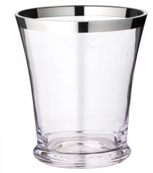 Vase (Kühler), Glas, konisch, mit aufgedampftem Platinrand (Handarbeit), kleiner Fuß