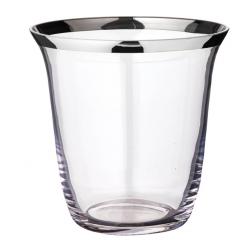 Vase (Kühler), Glas, konisch, mit aufgedampftem Platinrand (Handarbeit)
