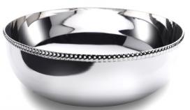 Schale, 800er Silber, rund, schlicht mit Perlrand (Italien)