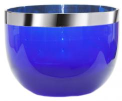 Schale, Glas, blau eingefärbt, rund, schlichte Form, 1000er Silberrandveredelung