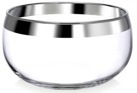 Schale, Glas, rund, bauchig, 1000er Silberrandveredelung