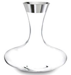 Dekanter, Glas, bauchig, 1000er Silberrand