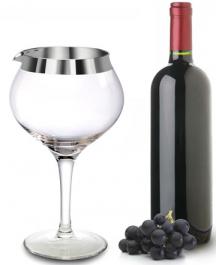 Karaffe/Dekanter, Glas, Modell "Burgund" (Weinglasform), schlank, 1000er Silberrand