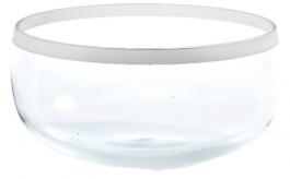 Schale, Glas, rund, bauchig, satinierter Rand