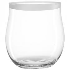 Vase, Glas, bauchig, schwer, satinierter Rand