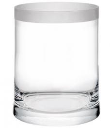 Vase/Windlicht, Glas, rund, Zylinderform, satinierter Rand