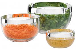 Schale, Glas, rund, schlichte Form, 1000er Silberrandveredelung