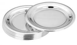 Teller, versilbert, rund, schlicht mit Perlrand, leicht, anlaufgeschützt