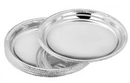 Teller, versilbert, rund, schlicht mit Kordelrand, leicht, anlaufgeschützt