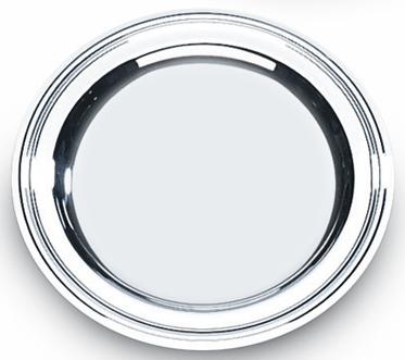 Teller, 800er Silber, rund, schlicht mit englischem Rand (Italien)