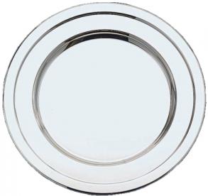 Teller, 800er Silber, rund, schlicht mit Doppelrand (Italien)