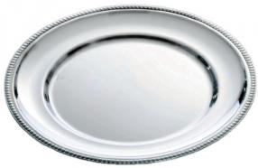 Teller, 800er Silber, rund, schlicht mit Perlrand (Italien)