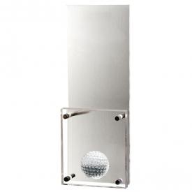 Metall Trophäe mit vorgesetzter Acrylplatte (Stärke: 10mm), 24 cm H, 9 cm B