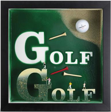Collagenbild "GOLF", Holz/Kunststoff/Papier (Frankreich)