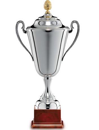Pokal, versilbert, schlicht, seitliche Griffe