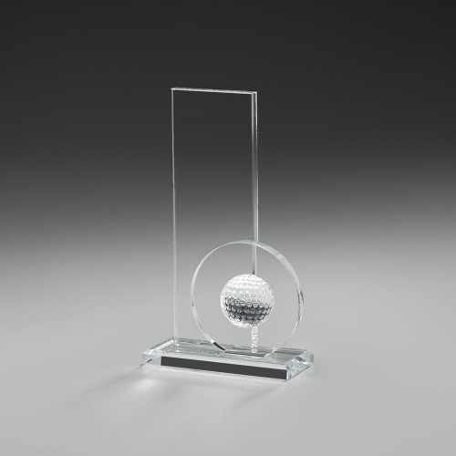 Acryl Trophäe, 2tlg., Glas inkl. Golfballlinse mit 4cm D