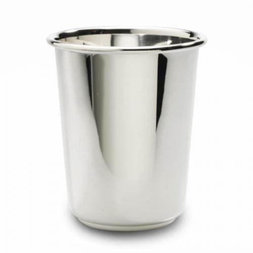 Becher, 925er Echtsilber, rund, leicht konisch, schlicht mit dickem Rand, innen poliert (Italien)