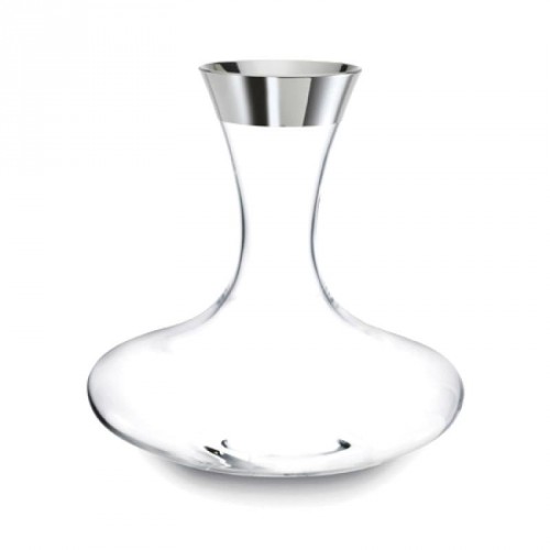 Dekanter, Glas, bauchig, 1000er Silberrand