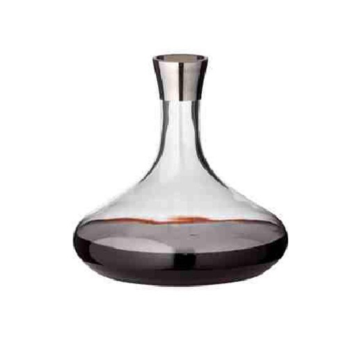 Dekanter, Glas, bauchig mit aufgedampftem Platinrand (Handarbeit)