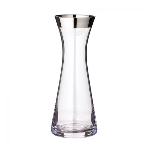 Dekanter, Glas, schlank, mit aufgedampftem Platinrand (Handarbeit)